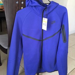 NEW TECH FLEECE WINDRUNNER  ZIP UP HOODIE ROYAL BLUE SIZE SMALL