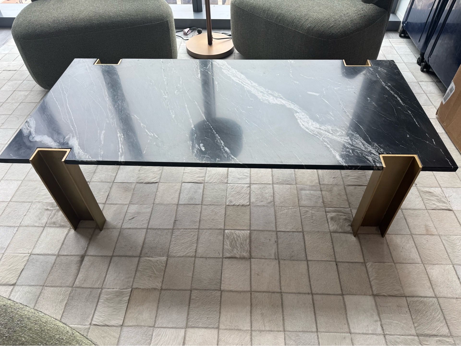 CB2 Marble Slab Coffee Table with Brass Base