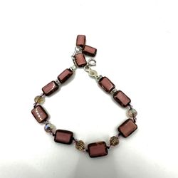 Lori Frantz Koenig  sterling silver  pink glass  and crystals Bracelet 