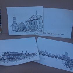 Louisville Kentucky Ink Sketch Prints Set of 3