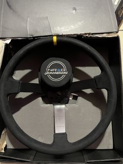 NRG Innovations NRG-RST-380MB-A Reinforced Steering Wheel 380mm Alcantara 3 Spoke, Removable Crushed Pad, Special 6 and 3 Bolt Pattern
