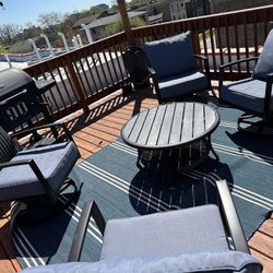 5 Piece Outdoor Patio Furniture + Grill 