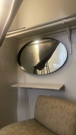 Oval Wall Mirror with Black Frame