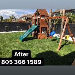 Landscape And Maintenance Clean Ups Concrete Wood Fence 