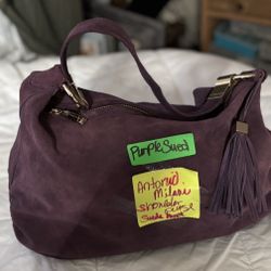 Purple Suede Leather Shoulder Bag Antonio Milani