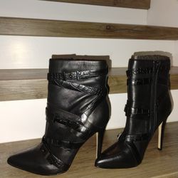 Guess Black Leather Ankle Boots