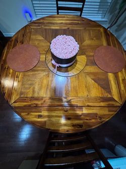 Solid Wood Counter Height Dining Table Set with 4 Chairs