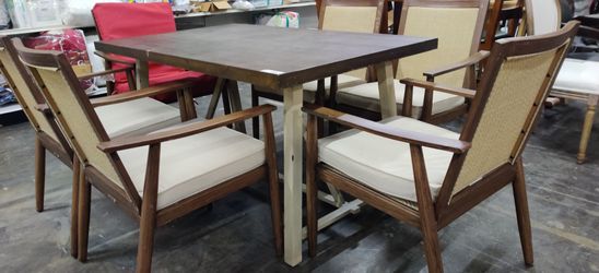 New table and chair set 1 doesn't have a cushion and table has some cosmetic damage