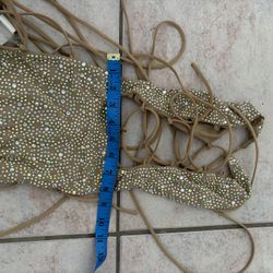 SEXY shiny rhinestone sparkle cutot lace halter top dress stoned beaded Banjul