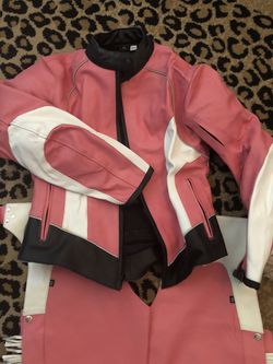 Brand new motorcycle gear: jacket and chaps, Pink/White size M