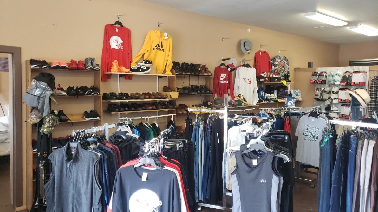 New men's jeans and $19.99 long sleeve shirts $10 hoodies $19 sweatpants $14.99