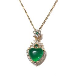 Beauty Love Jade Jadeite Green Heart Pendant Necklace 