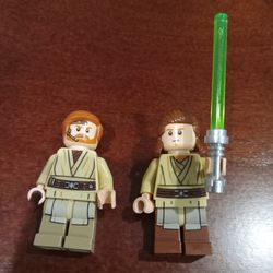 Lego Star Wars Minifigures Lot Obi Wan Kenobi Headset & Qui Gon Jinn * Different Head 