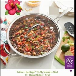 SARTEN DE 14" DE ACERO INOXIDABLE TRI PLY PRINCESS HOUSE 🌻 🌾 