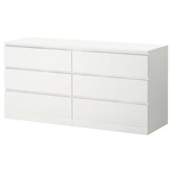MALM 6-drawer dresser, white