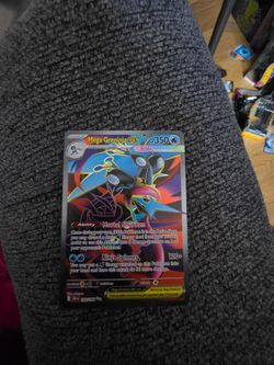 Mega Greninja ex Ultra Rare card (numbered 100/086) from the Pokémon TCG expansion Chaos Rising (CRI). The card features 350 HP, the "Mortal Shuriken"