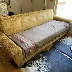 Vintage MCM Floral Sofa Couch Futon