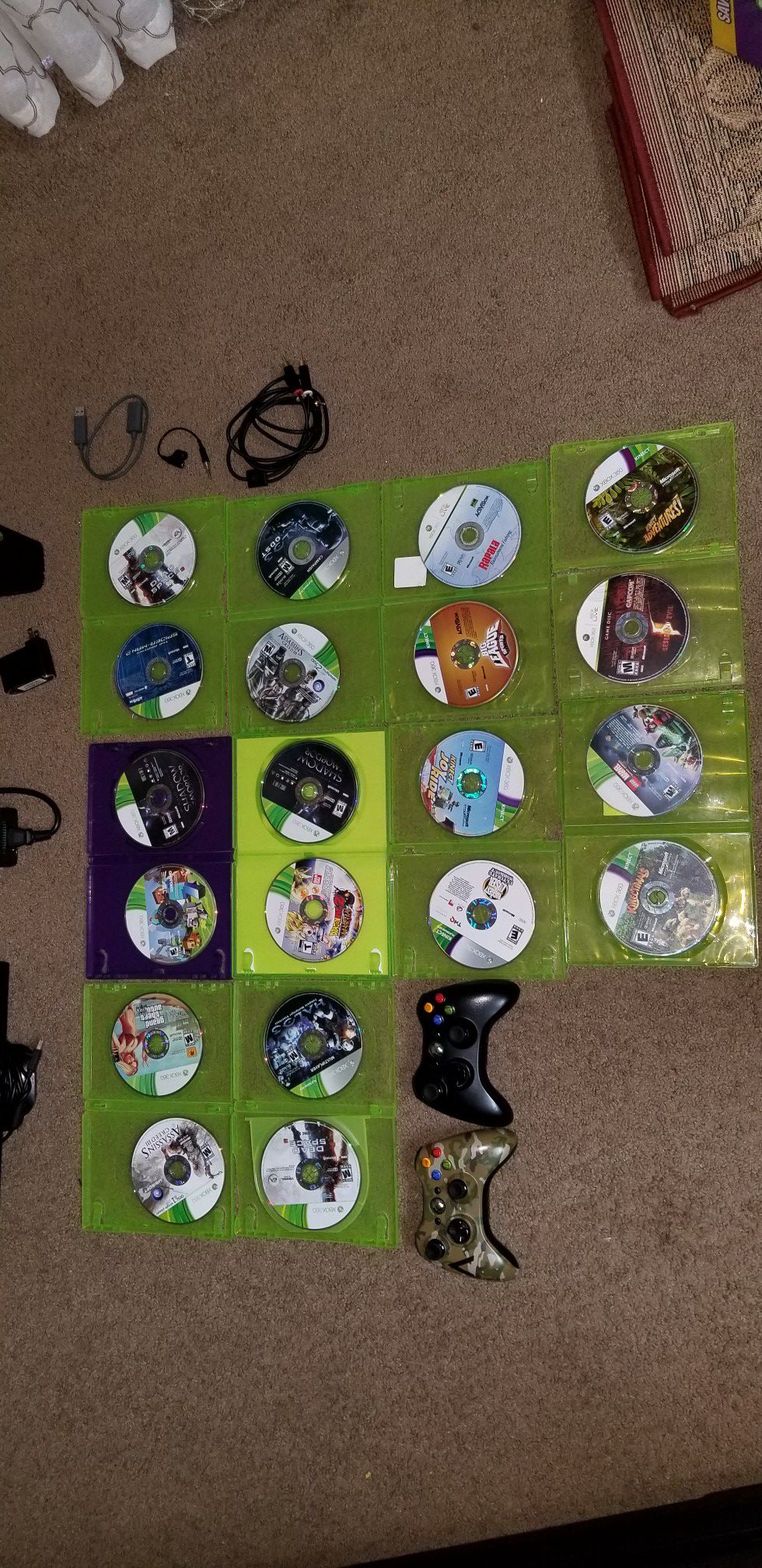 Xbox 360 with 20 games 2 Joysticks 2 headphones