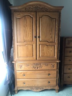 Oak carved armoire