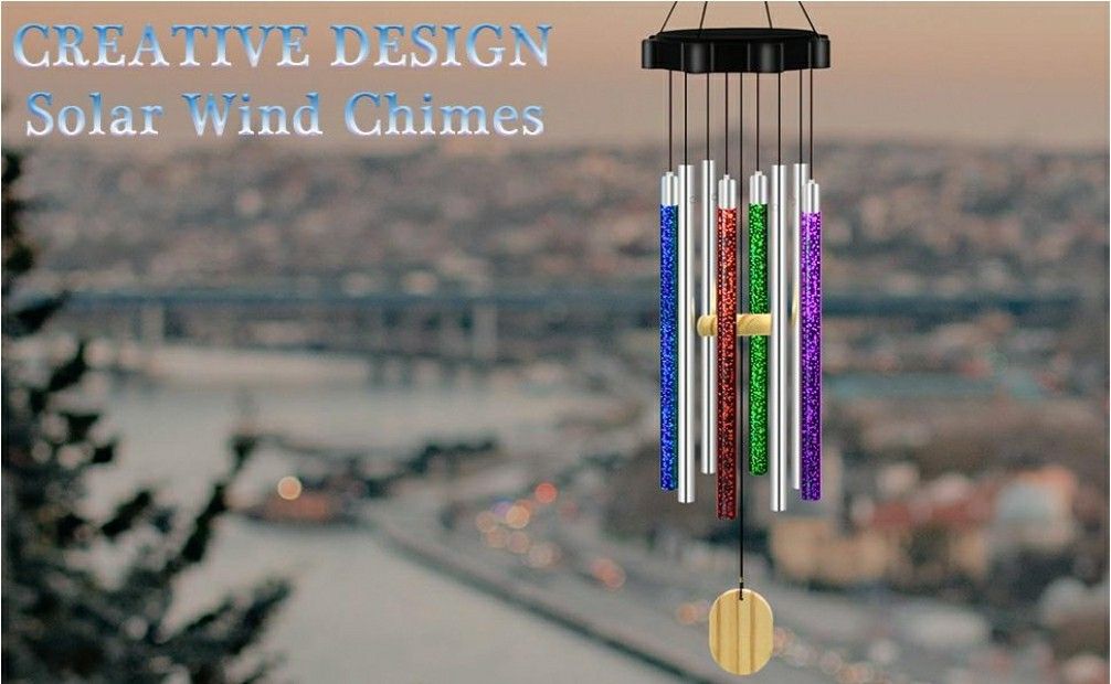 28’’ H Solar Wind Chimes Changing Colors Waterproof Wind Chimes for Garden Patio Balcony Home Decoration
