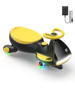 O11 $55  12V N7 Pro Electric Wiggle Car with Pedal, Rechargeable Battery, 2 in 1 Swing Car, 2 Speed Ride On Toy, Anti-Rollover, Flashing Wheels, Bluet