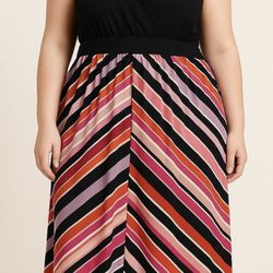 Cato Maxi Dress Women’s Size 18 Sleeveless Black & Striped Multicolor