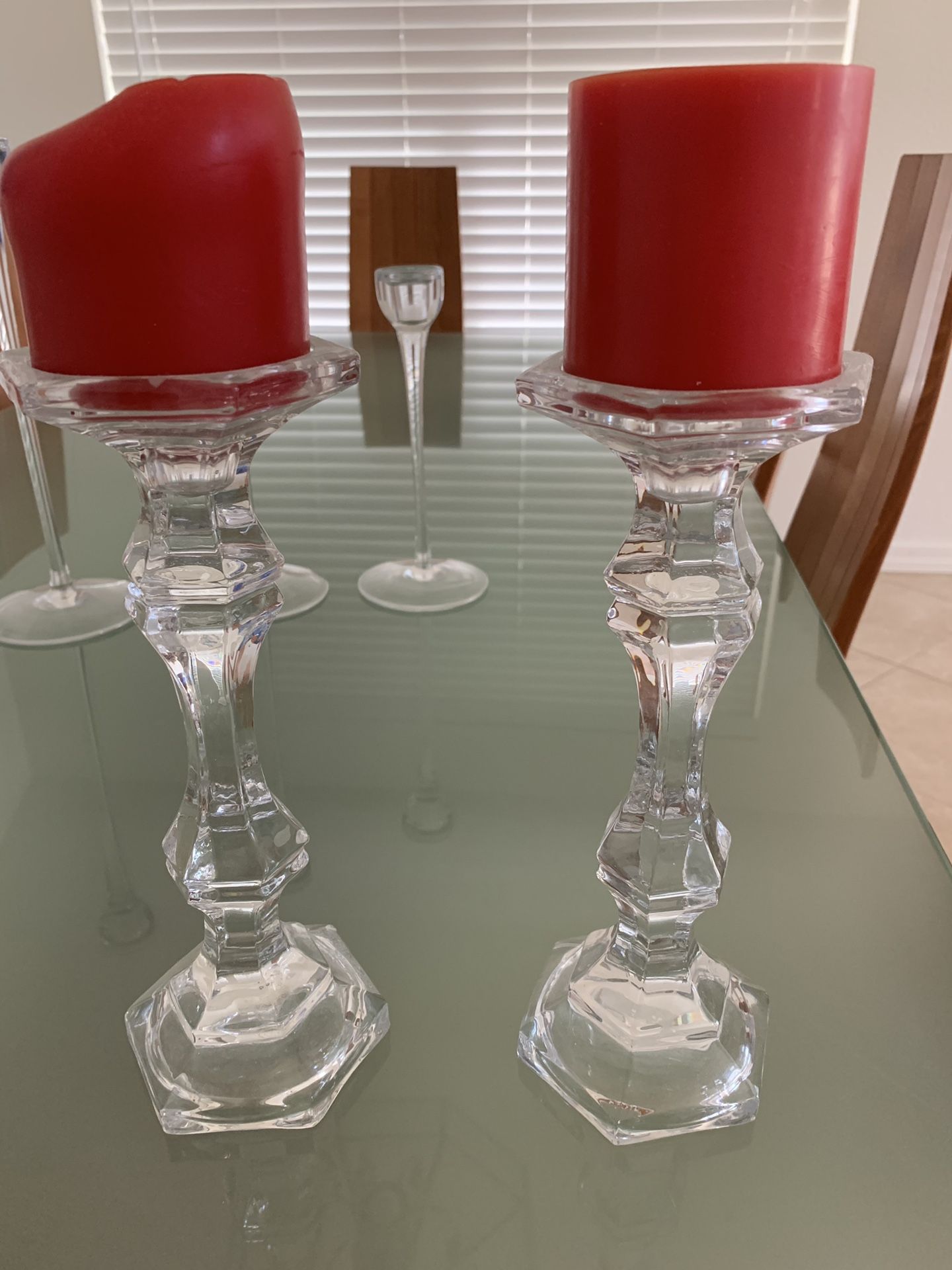 Glass set ( teacups, 2 bowls), 3 sets of candle holders