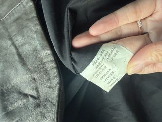 Grey Genuine Leather Jacket – Mandarin Collar, Size S