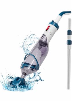 Pool Vacuum for Above Ground Pool with a Telescopic Pole, Running time up to 1H, Handheld Rechargeable Pool Cleaner with Powerful Suction up to 18.5 g