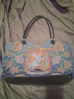 Ed Hardy jean tote purse and hand pouch