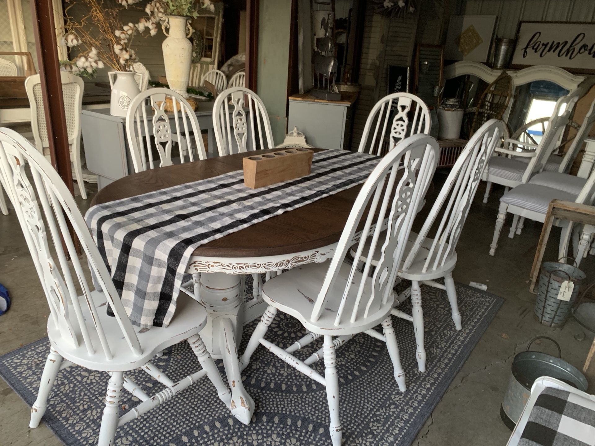 Farmhouse Style Table with 6 Matching Chairs