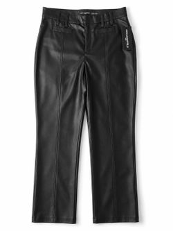 NWT Karl Lagerfeld Paris Faux Leather Pants Black Straight Leg Women’s Size 10
