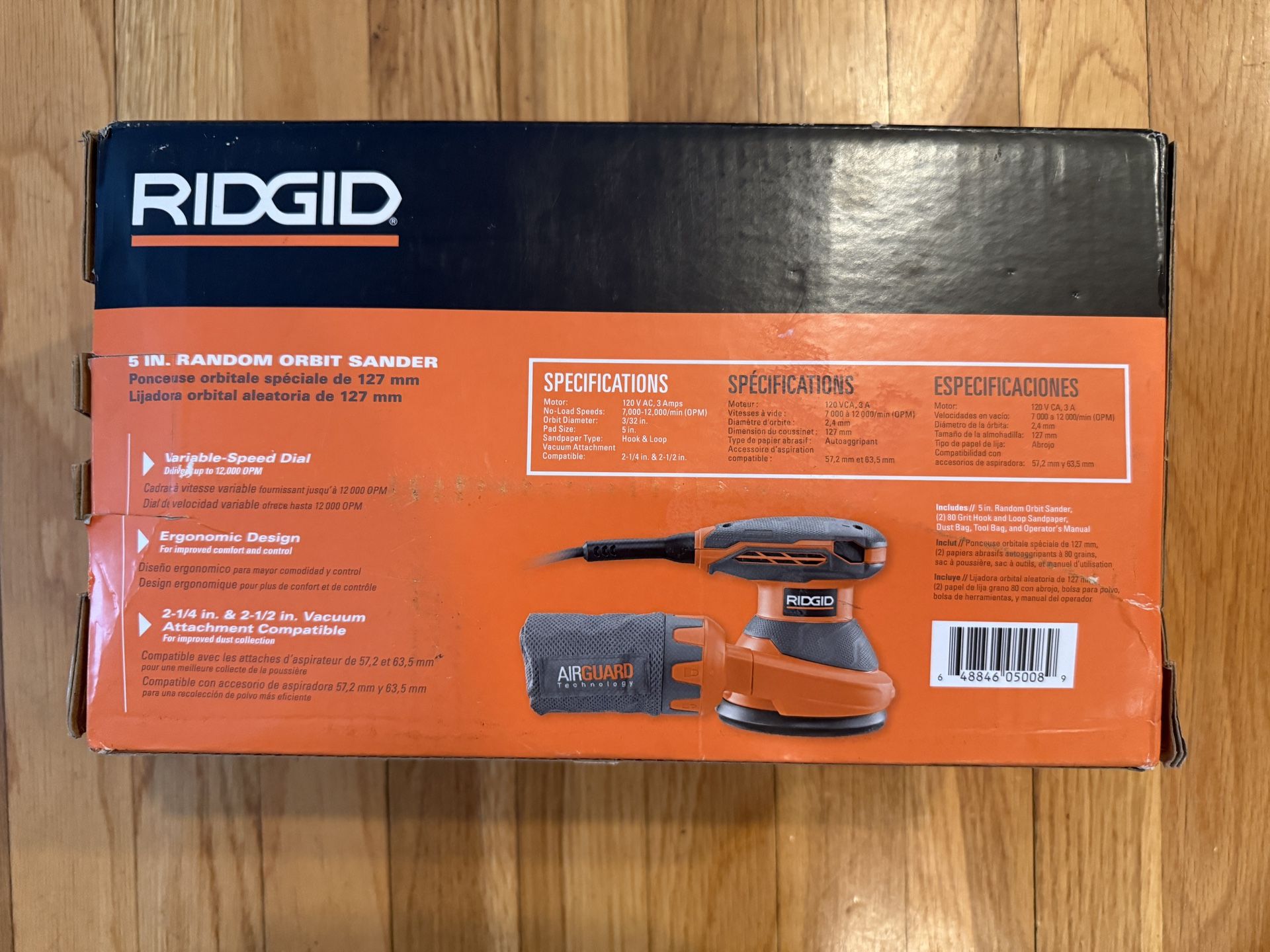 Rigid 3 Amp Corded 5inch Random Orbit Sander