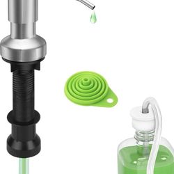 Kitchen Sink Soap Dispenser Brushed Nickel Countertop Soap Dispenser pump With 41" Extension Tube kit and 17 oz Bottle,Collapsible Funnel