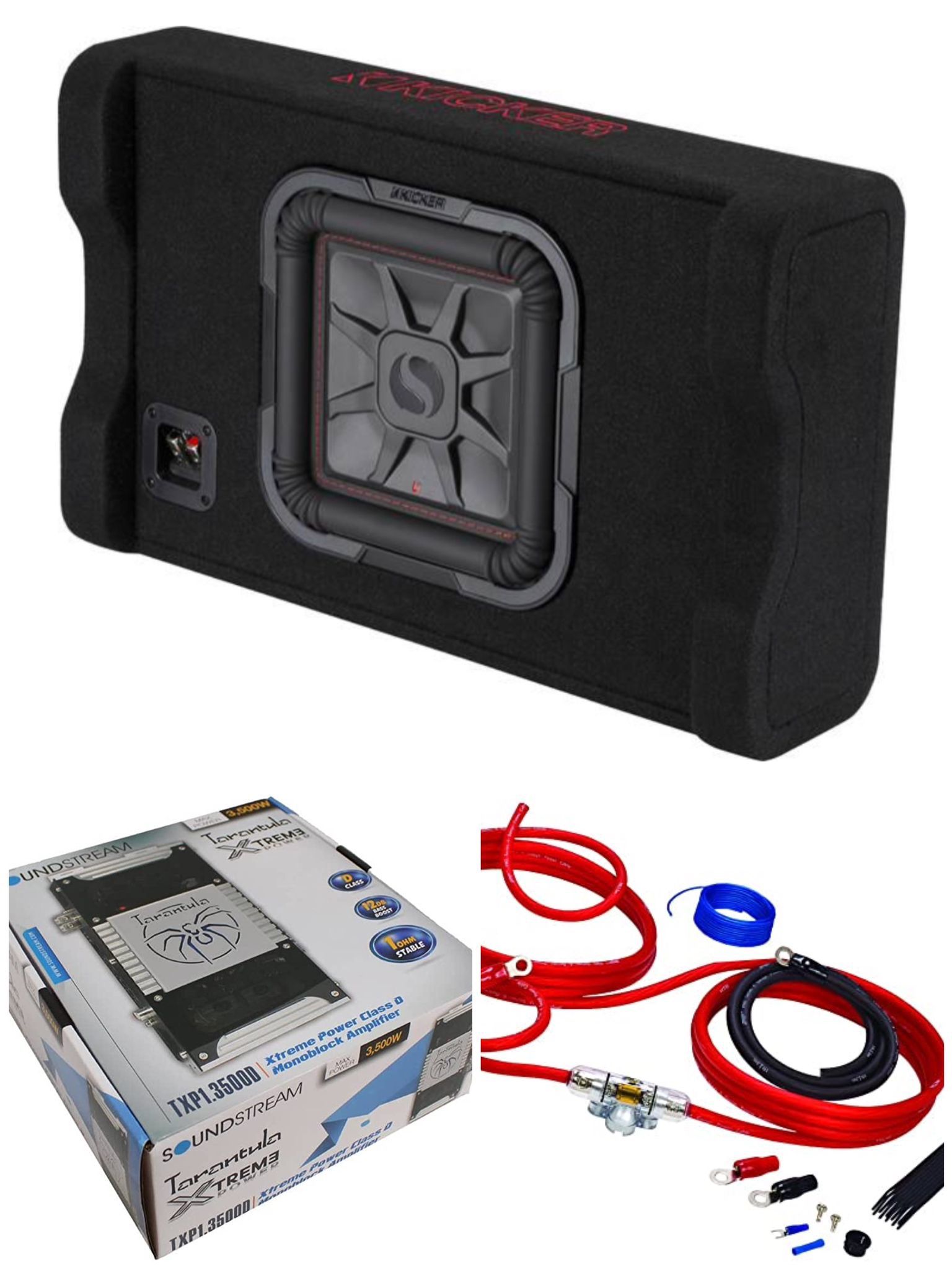 10” Kicker L7t Shallow Sub Slim Box Amp Wires Installed