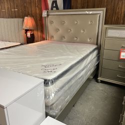 Queen size LED bed headboard, footboard, and rails for 799 king size 999