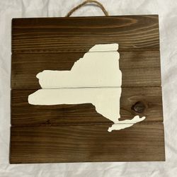 Handmade wood New York NY big apple sign home decor gift painted state outline