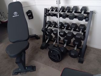 Marcy Incline/Decline Bench with Curl bar /Rack/Weights