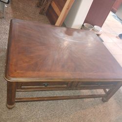 Big wooden clean coffee table
