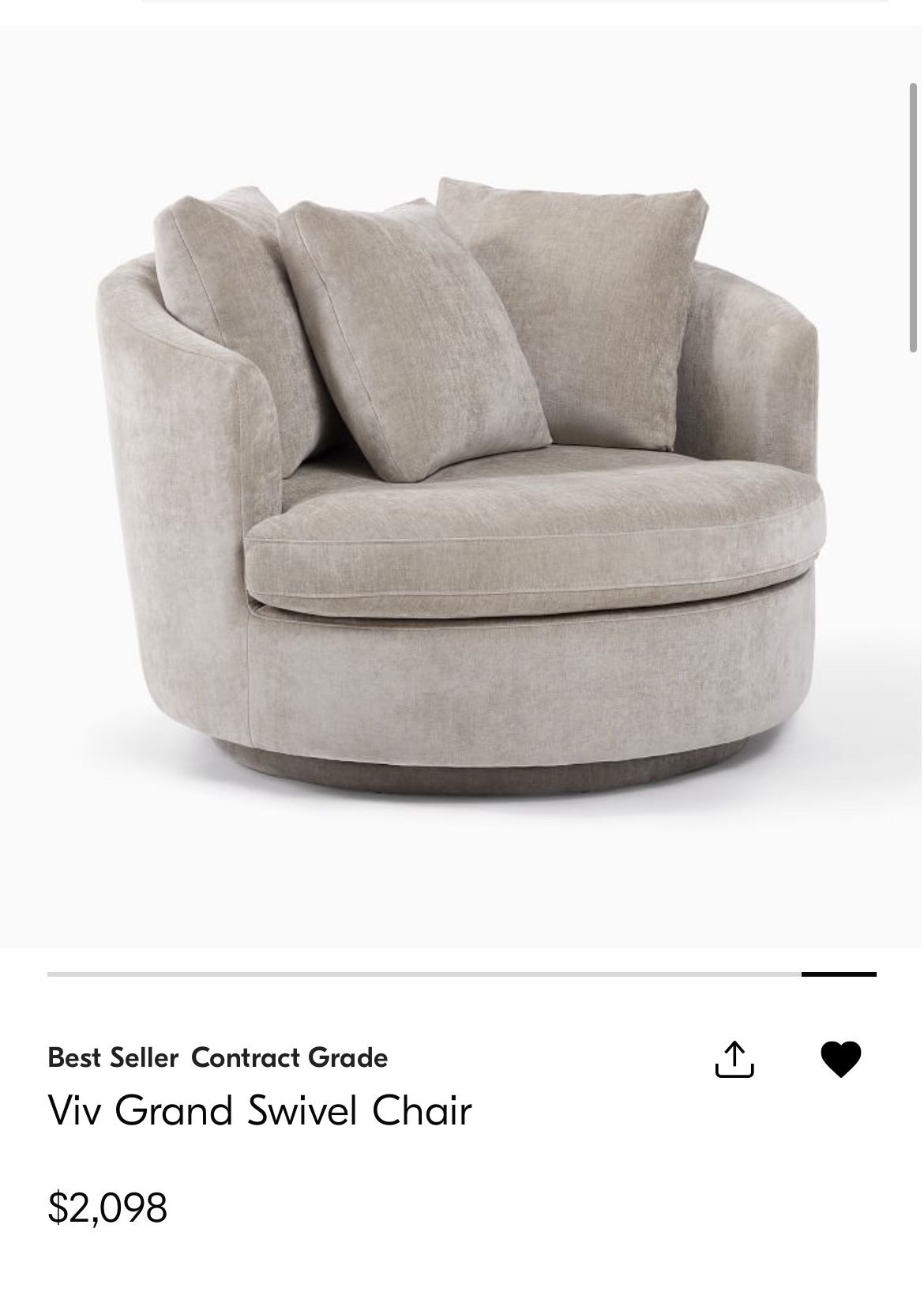 Williams Sonoma Westelm Swivel Chair Great Deal