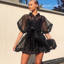 Cape Mini Dress With Sheer Cover Up