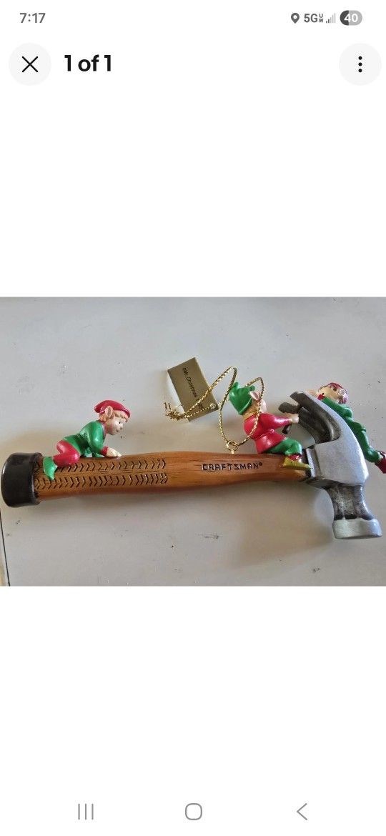 SEARS CRAFTSMAN MINIATURE HAMMER 1995 CHRISTMAS π ORNAMENT