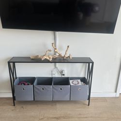 CONSOLE TABLE WITH STORAGE BINS