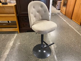 WHALEN Grey Tufted Adjustable Swivel Bar Stool