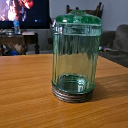 Uranium Glass Sugar Shaker Dispenser Bullet Paden City Depression 1930s