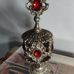 MID CENTURY JEWELED VANITY PERFUME BOTTLE 9.5"×3"