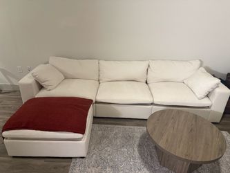 118” L-shaped couch with ottoman