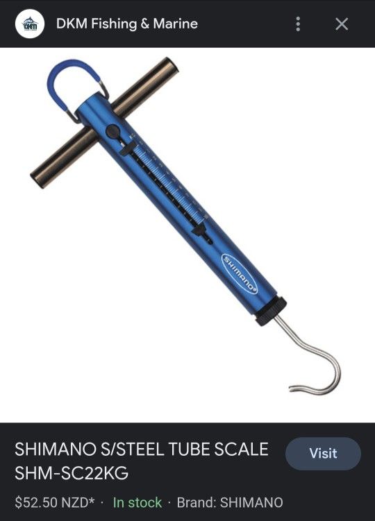 Shimano Stainless Steel Hook/ Alloy Tube T-Bar Fish Weigh Scales 22Kg