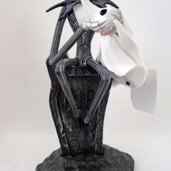 Disney Jack Skellington Zero On Tombstone Light Up Figurine