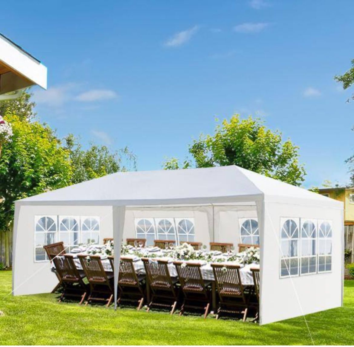 10'x20' Outdoor Canopy Party Wedding Tent White Gazebo Pavilion with 6 Side Walls💥🔥